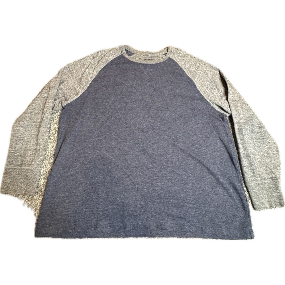 L.L. Bean Shirt Mens 2XL Blue Gray Raglan Slightly Fitted Pullover Long Sleeve